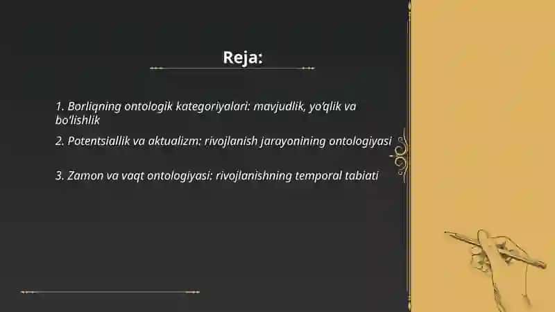 Borliq (ontologiya) va rivojlanish falsafasi 2