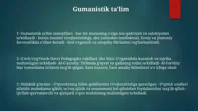 GʻArb UygʻOnish Davri Pedogogikasi Namoyondalarining Didaktik GʻOyalari 2
