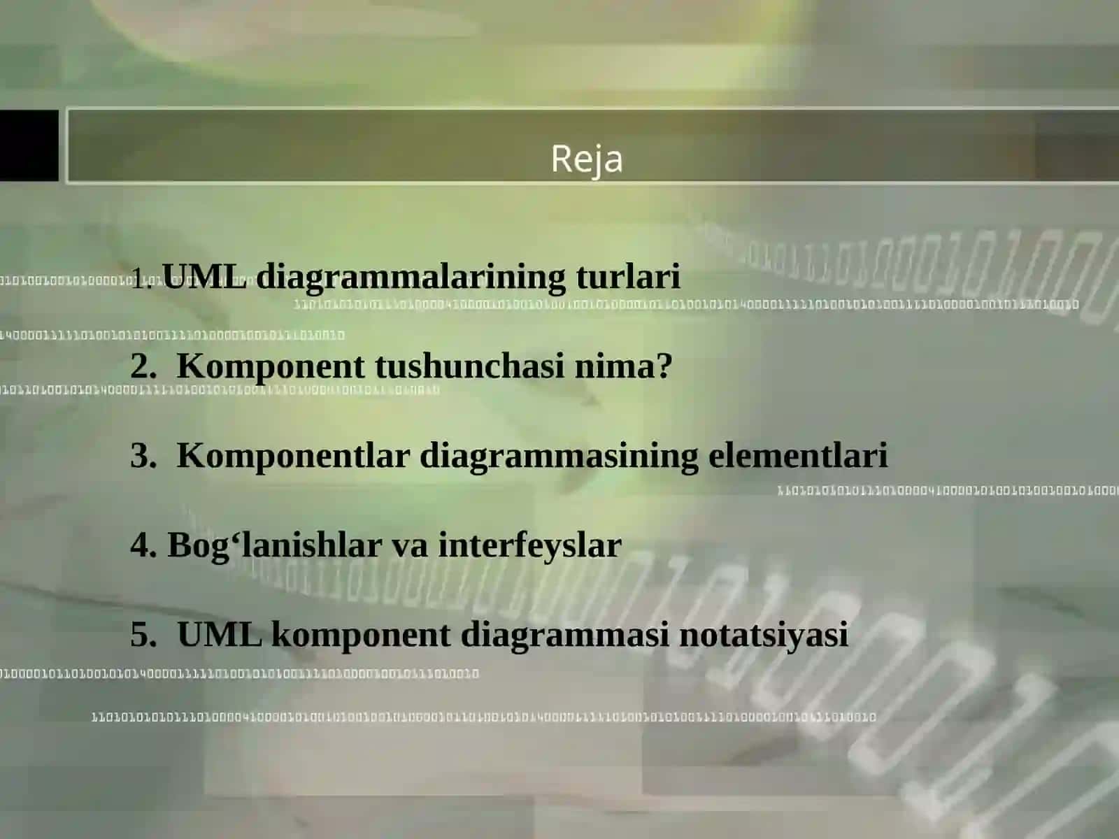 Maruza. UML modellashtirish tili 2