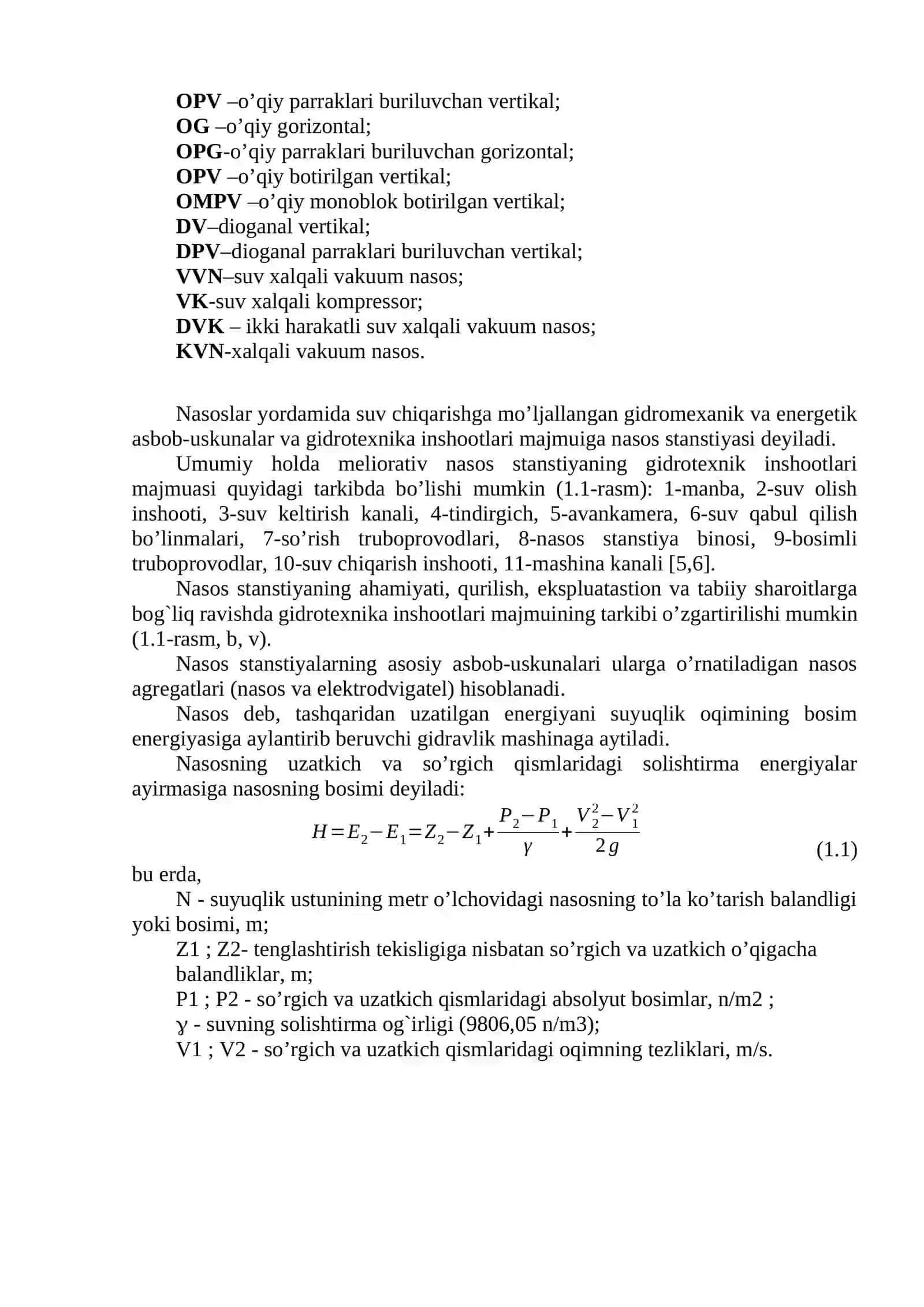 Nasos qurilmasi me`yoriy ish tartibini hisobi 2