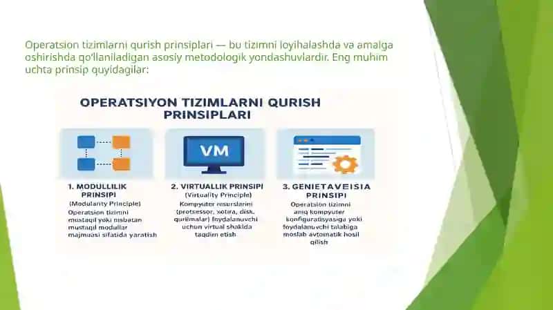 Operatsion tizimlarni qurish prinsiplari(modullilik, virtuallik, generatsiya) 2