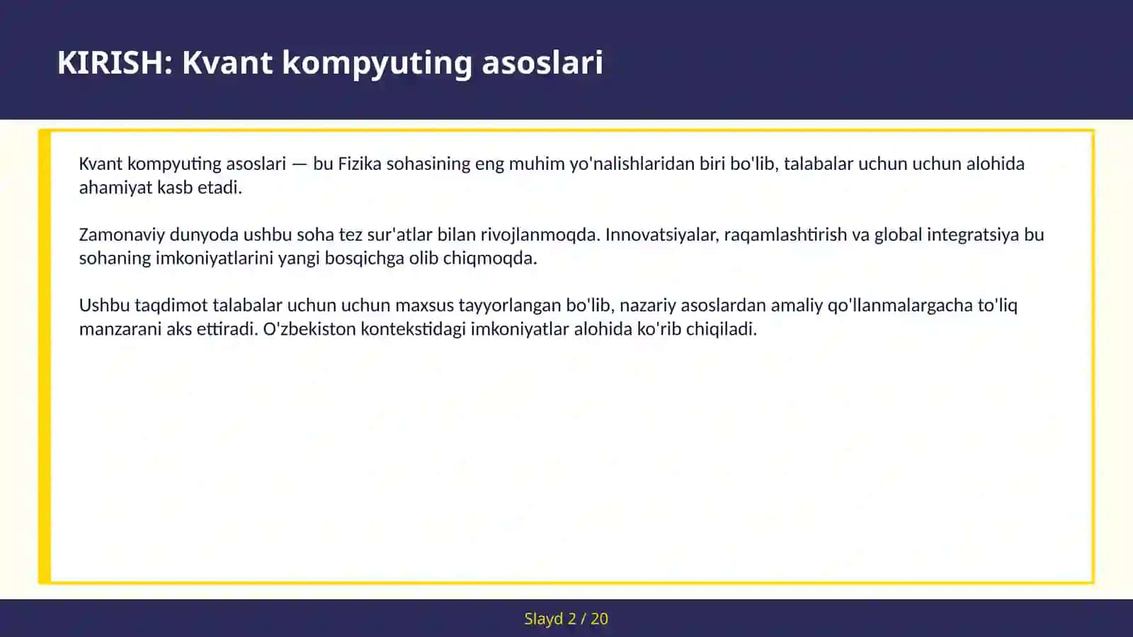 KVANT KOMPYUTING ASOSLARI 2