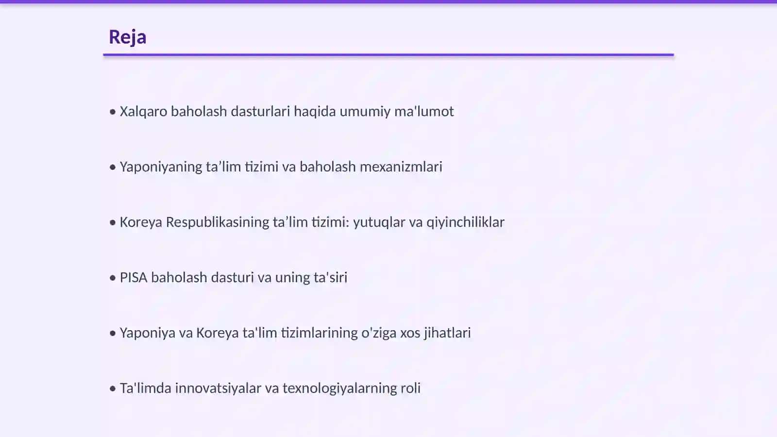 Xalqaro baholash dasturlari. Rivojlangan xorijiy davlatlarning ta’lim tizimi (Yaponiya va Koreya) 2