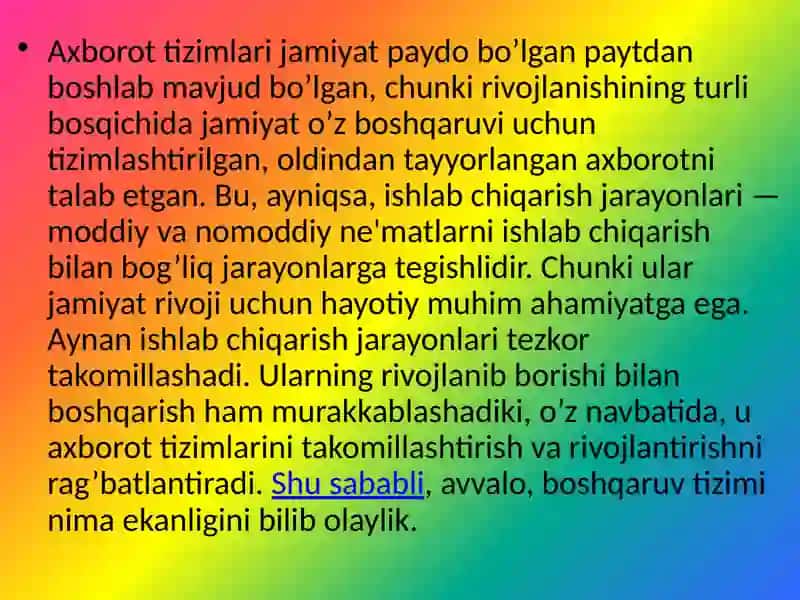 Axborot tizimlari 2