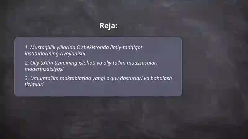 Oliy taʼlim tizimining islohoti va oliy taʼlim muassasalari modernizatsiyasi 2