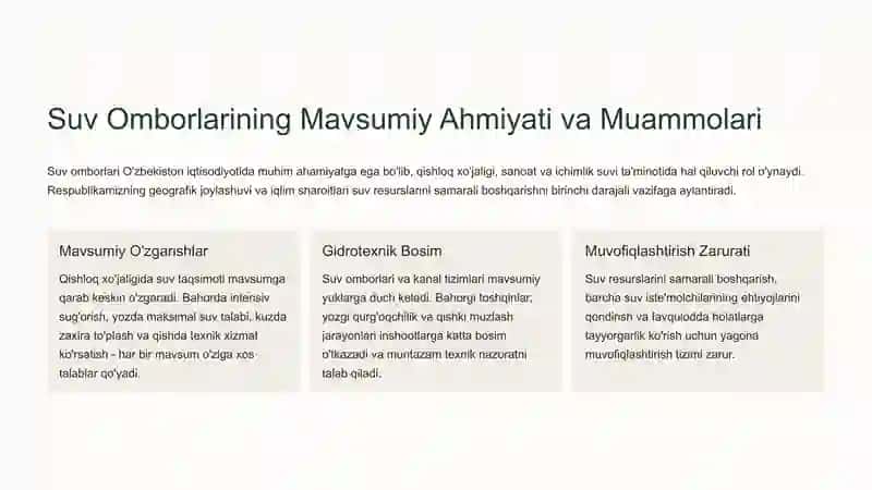 Suv Ombori Mavsumiy Ish Faoliyatlarini Muvofiqlashtirish 2