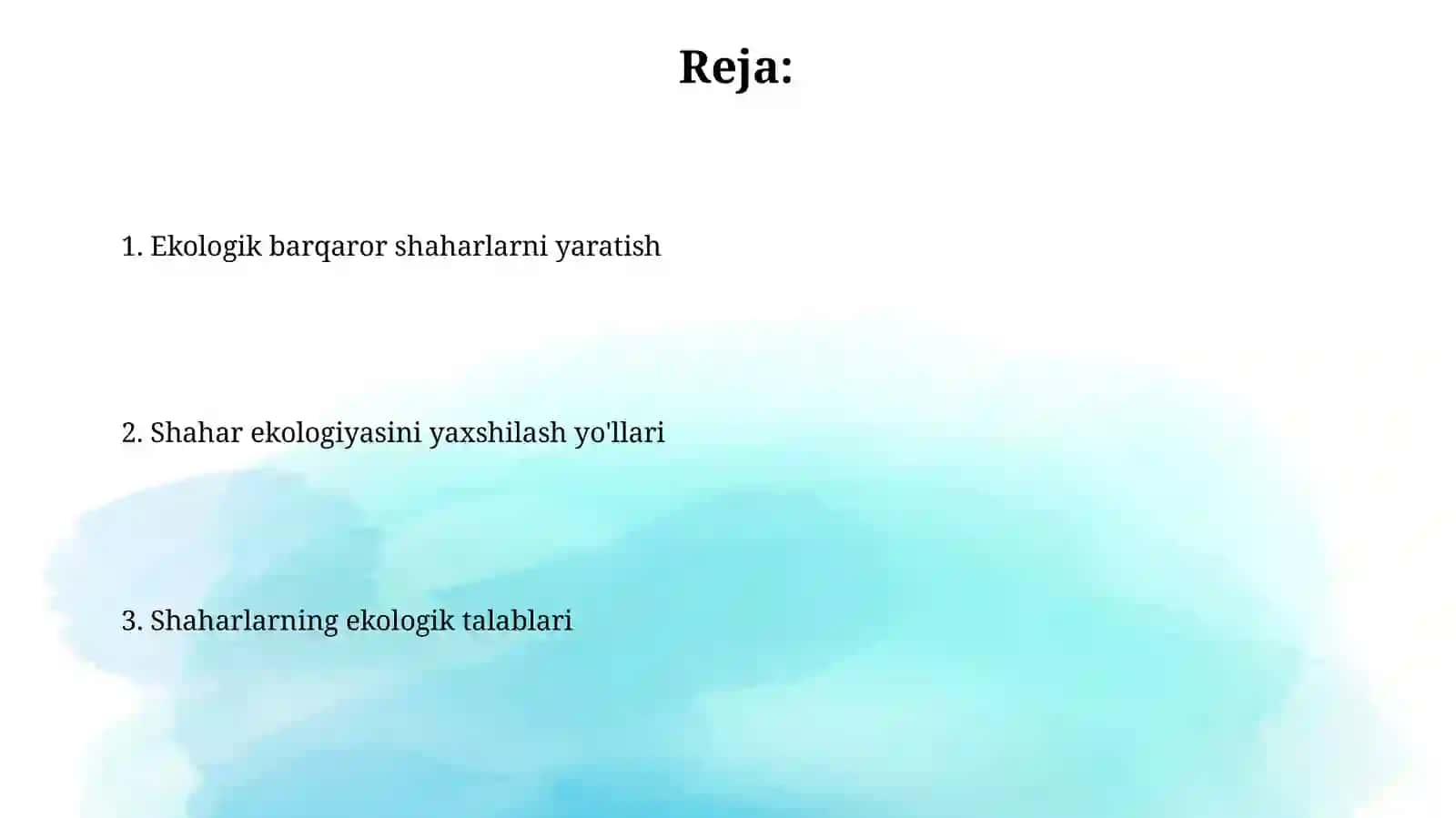 Shaharlarga qoʻyiladigan ekologik talablar 2