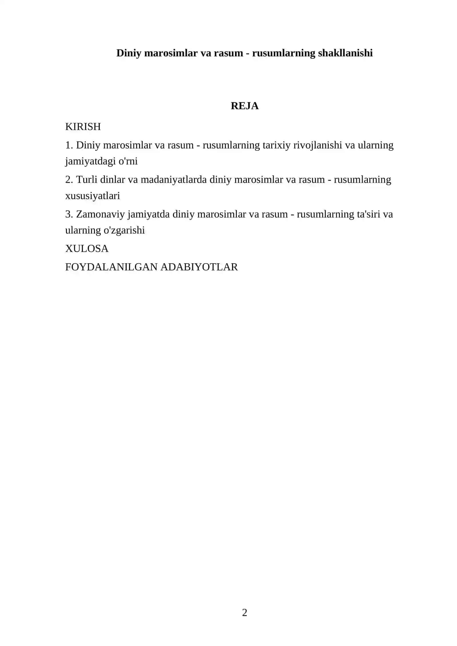 Diniy Marosimlar va Rusum - Rusumlarning Shakllanishi 2