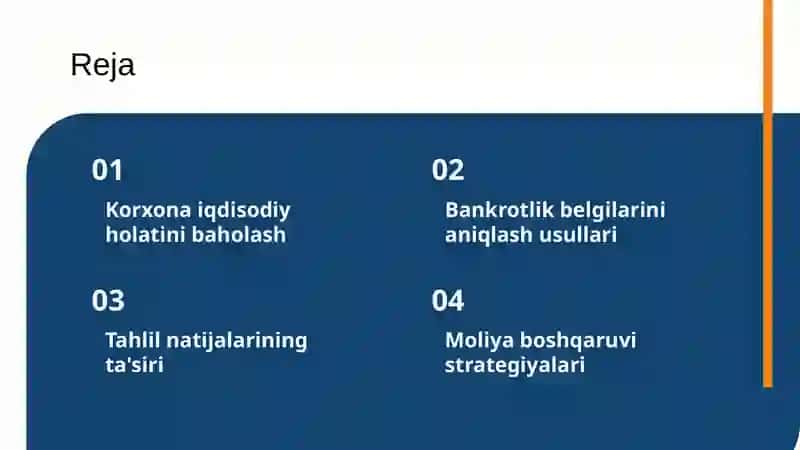 Korxonaning iqdisodiy nochorligini (bankrotligi) baholash va tahlil qilish 2