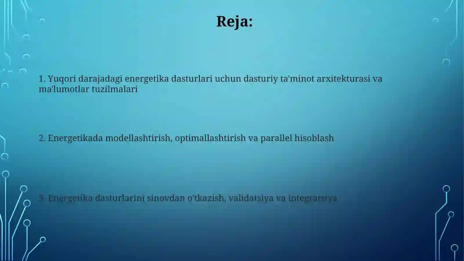 Energetikada yuqori darajali dasturlar tayyorlash strukturalari 2