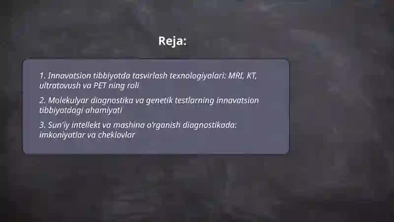 Innavatsion tibbiyotda diagnostika usullari va ularning ahamyati 2