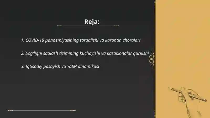 COVID-19 pandemiyasining tarqalishi va karantin choralari 2
