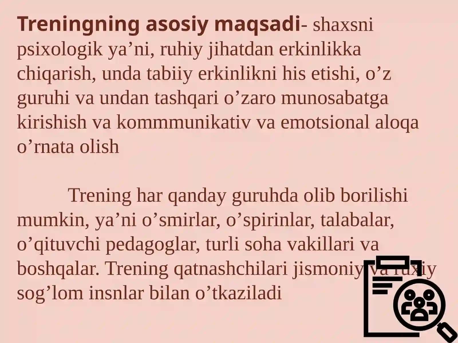 Psixologik treningni maqsad va vazifalari 2