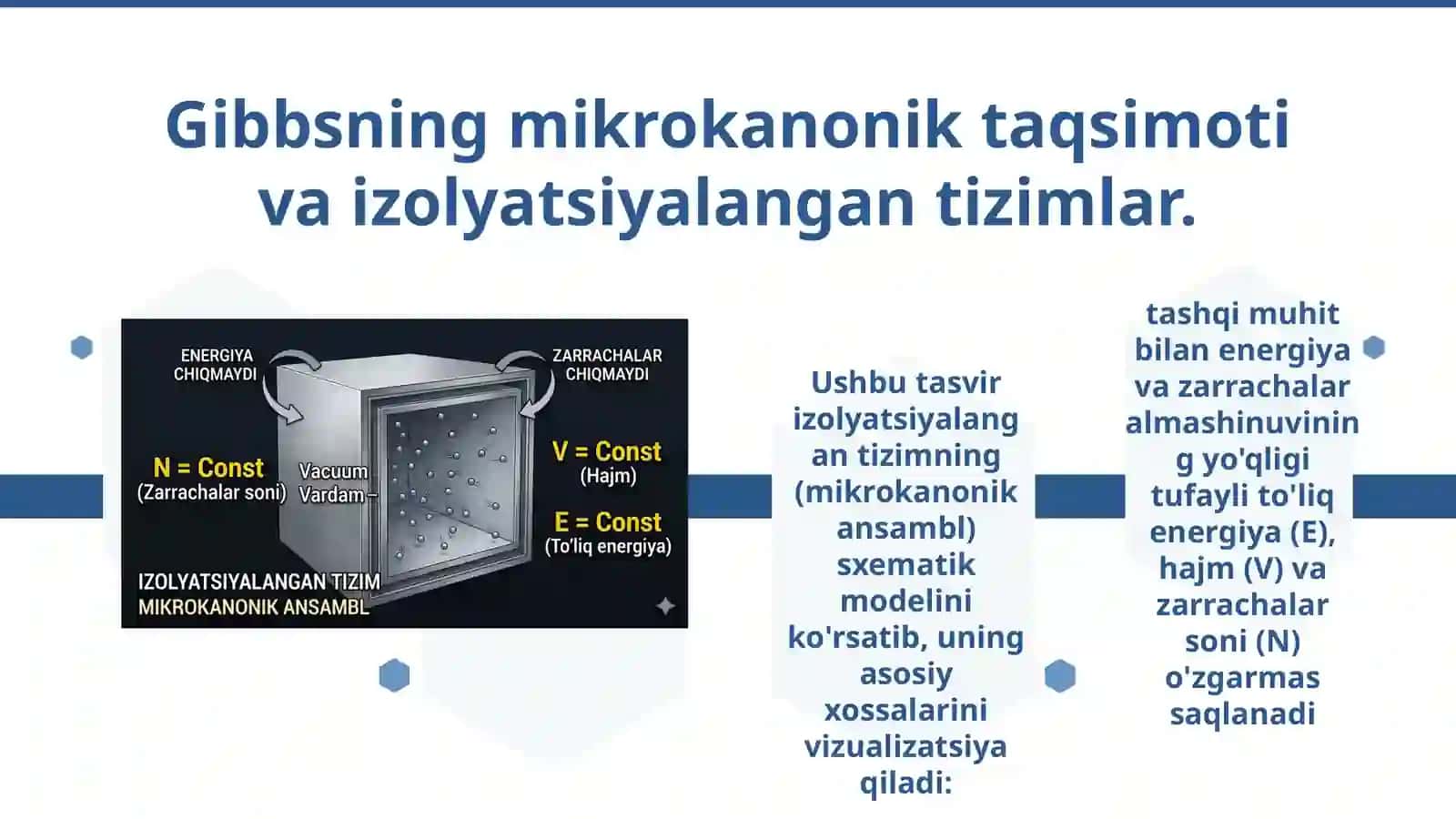 Gibbsning mikrokanonik, kanonik va katta kanonik taqsimot funksiyalari, holat integrali 2