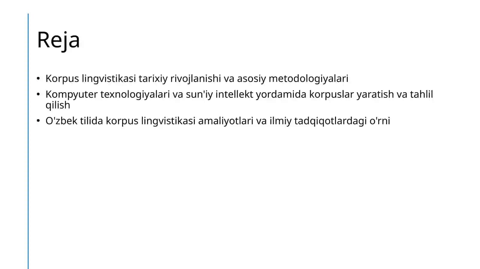 Korpus lingvistikasining rivojlanishi. 2