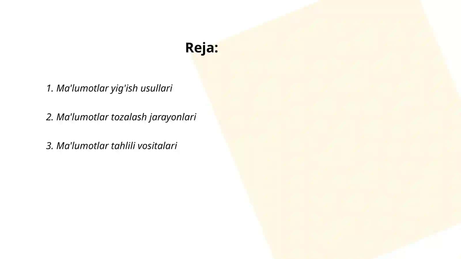Ma'lumotlar bilan ishlash 2