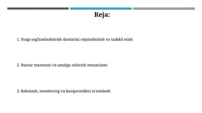 Boshlangich talimda yozgi sog'lomlashtirish mashgulotlarini rejalashtrsh va tashkil qilish 2
