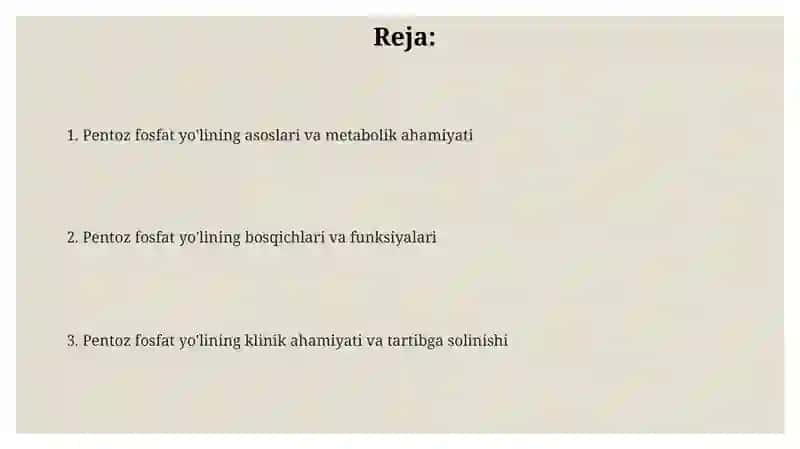 Pentoz fosfat yo'lining metabolik jarayonlari 2
