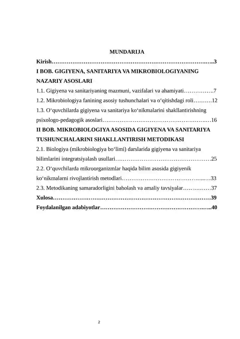 O‘quvchilarda gigiyena va sanitariya tushunchalarini mikrobiologiya asosida shakllantirish metodikasi 2
