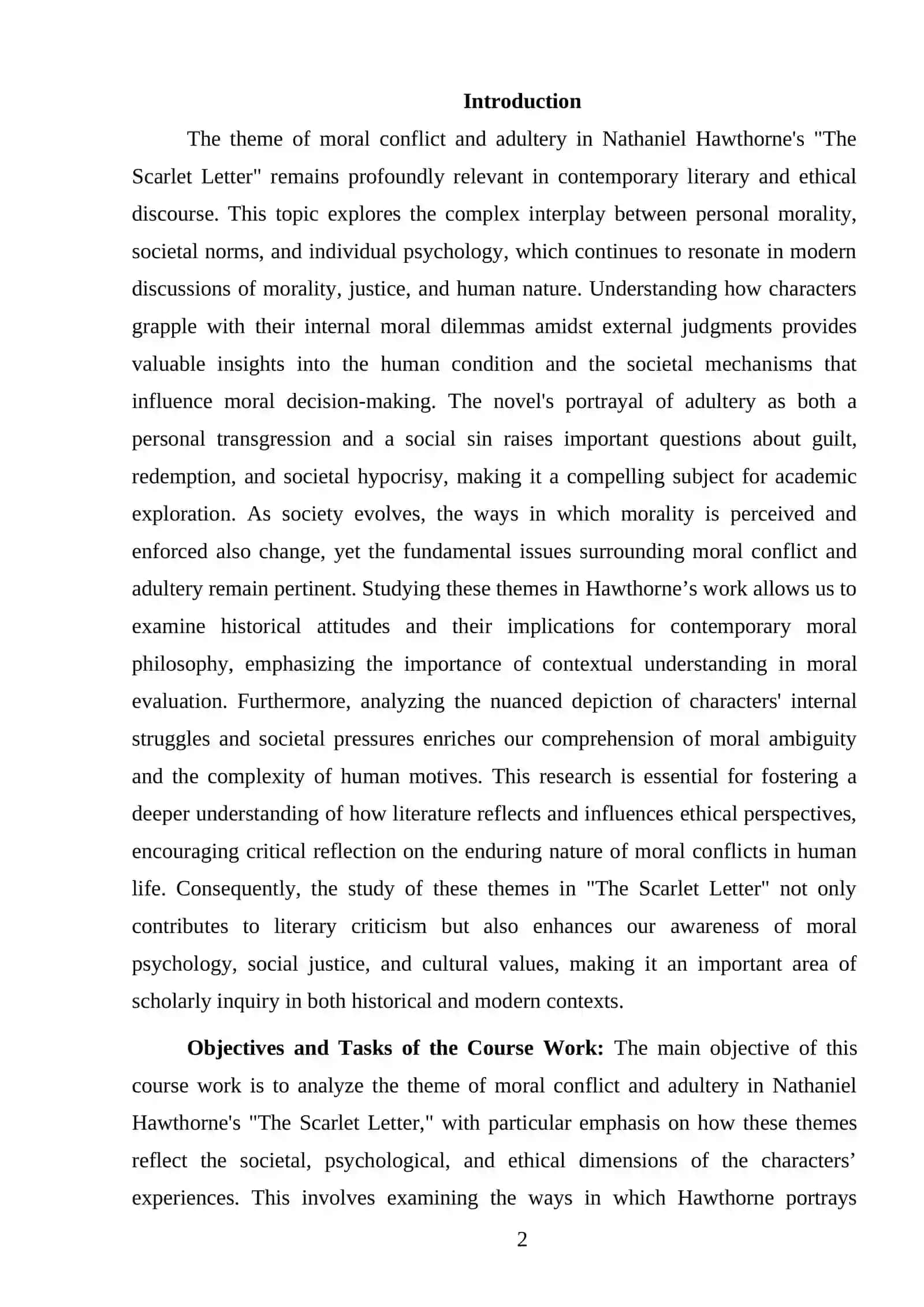 MORAL CONFLICT AND ADULTERY IN THE SCARLET LETTER 2
