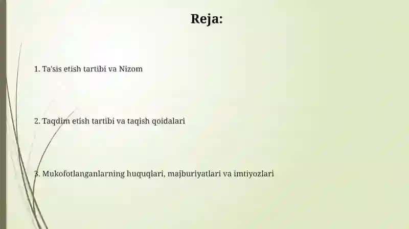 "Fidokorona xizmatlar uchun" ordeni to'g'risidagi Nizom 2