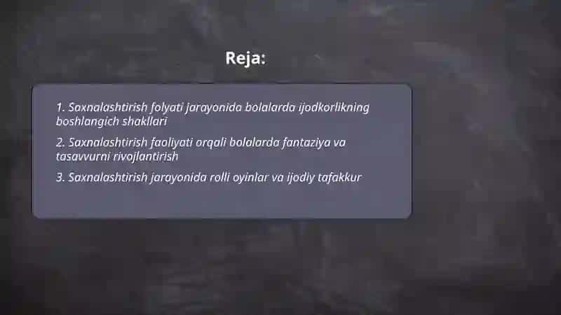 saxnalashtirish folyati jarayonida bolalarda ijodkorlik rivojlantrishning oziga xosligi 2