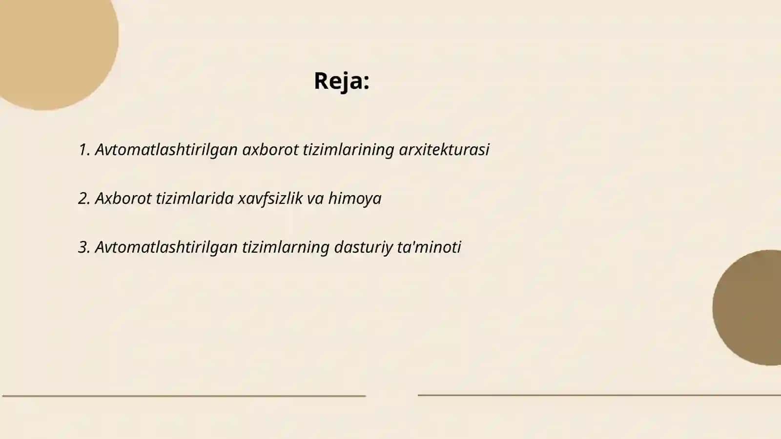 Avtomatlashtirilga axborot tizimlari va ma'lumotlar bazasi 2