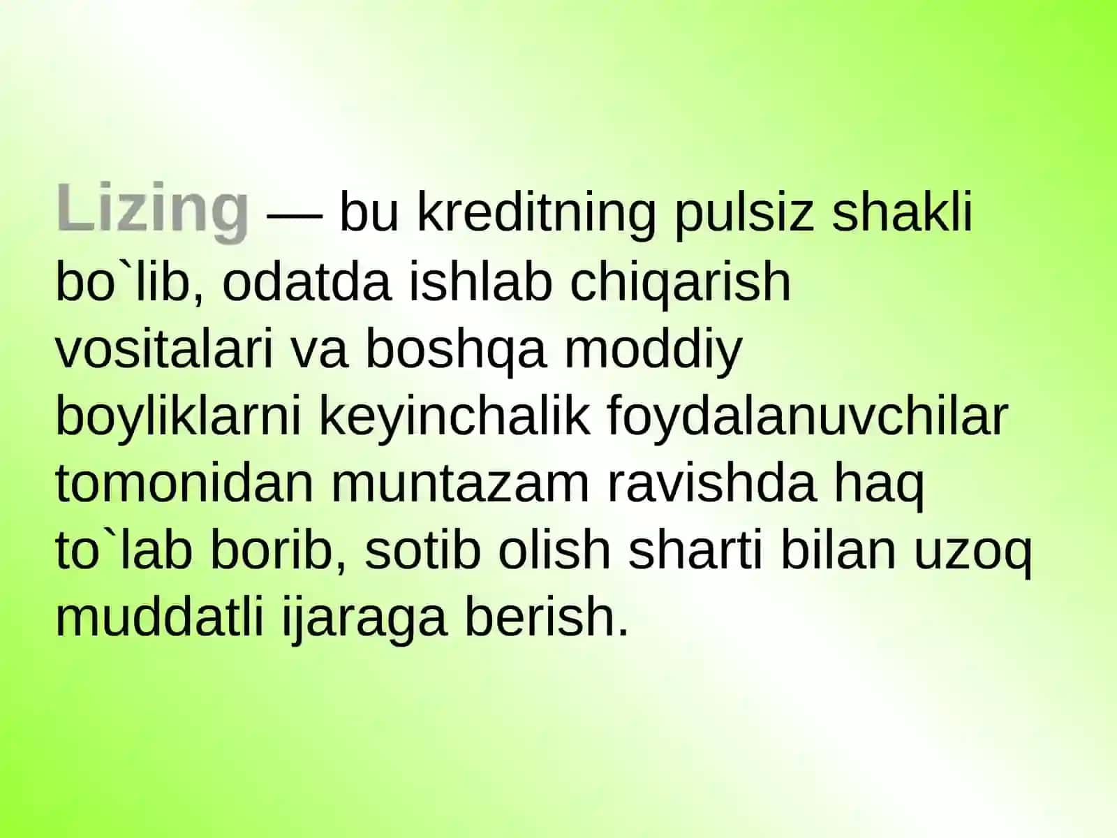 Banklarda lizing va faktoring operatsiyalari hisobi 2