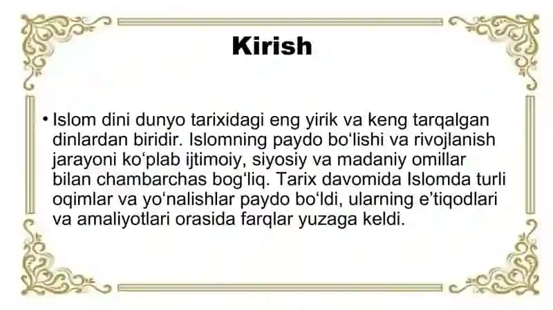 Islom oqimlari va yoʻnalishlarning paydo boʻlishi sabablari, e’tiqodidagi boʻlinishlarning sabablar 2