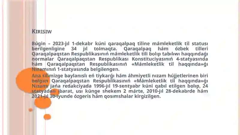 Mamleketlik til haqqindagi Qaraqalpaqstan Respublikasi nizamlari 2