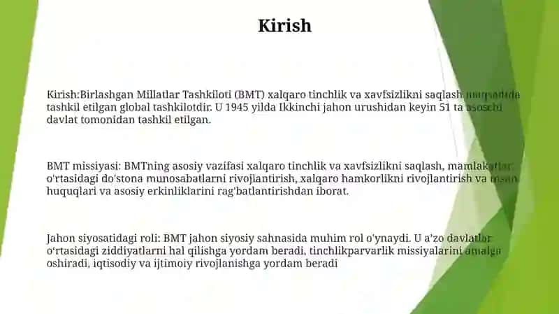 Birlashgan Millatlar Tashkiloti Va Uning Dunyo Siyosatidagi OʻRni 2