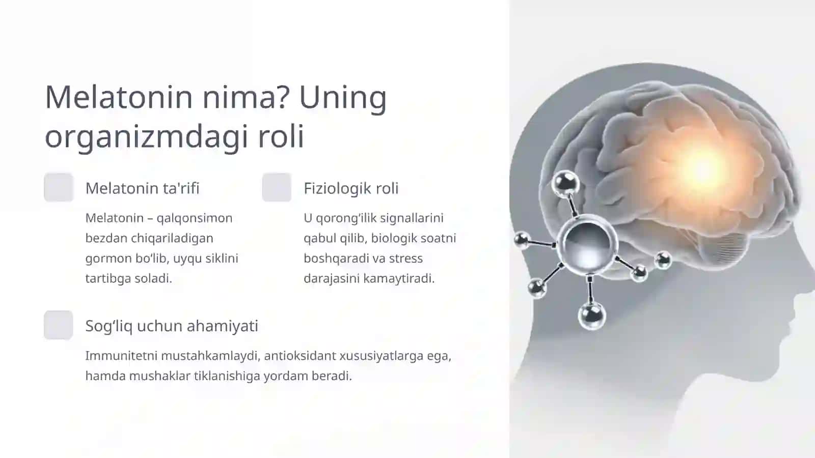 Melatoninning sintezlanishi, ahamiyati va mushaklarga ta'siri 2