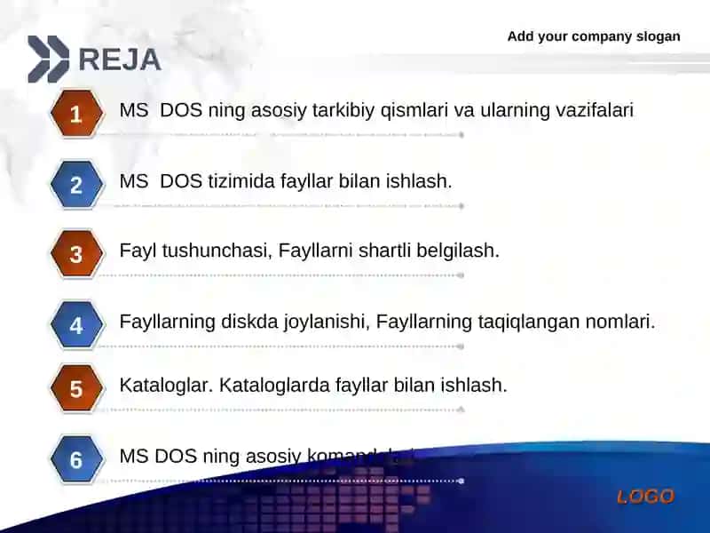 MS DOS ning asosiy tarkibiy qismlari va ularning vazifalari 2
