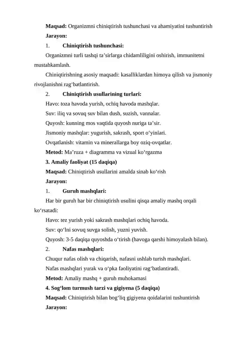 Organizmni chiniqtirish usullari 2