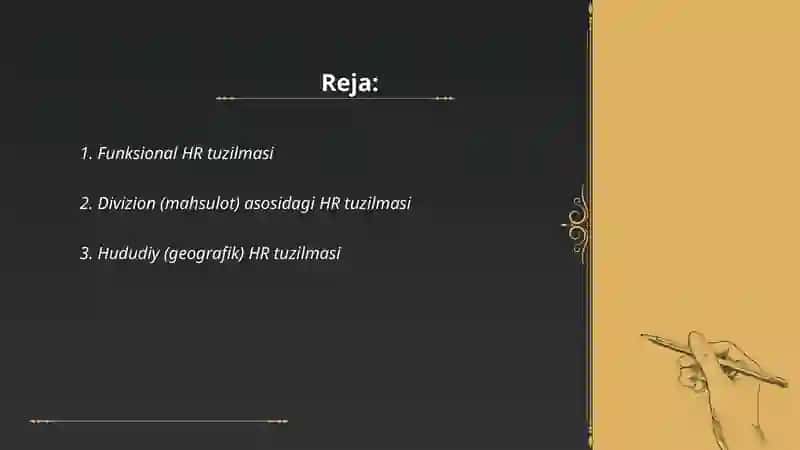 Tashkilot inson resurslari strukturalarining asosiy turlari 2