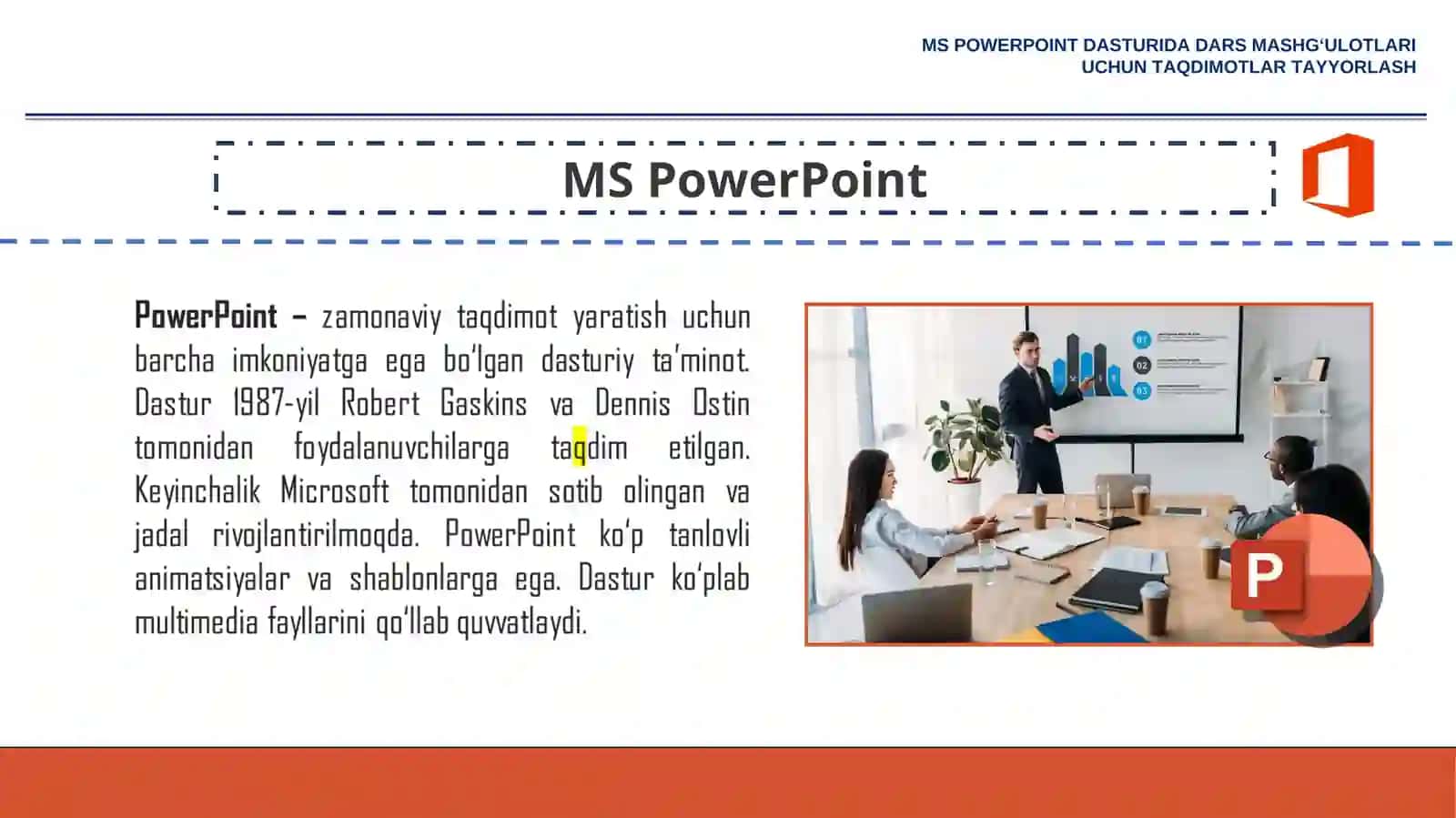 MS POWERPOINT DASTURIDA DARS MASHG‘ULOTLARI UCHUN TAQDIMOTLAR TAYYORLASH 2