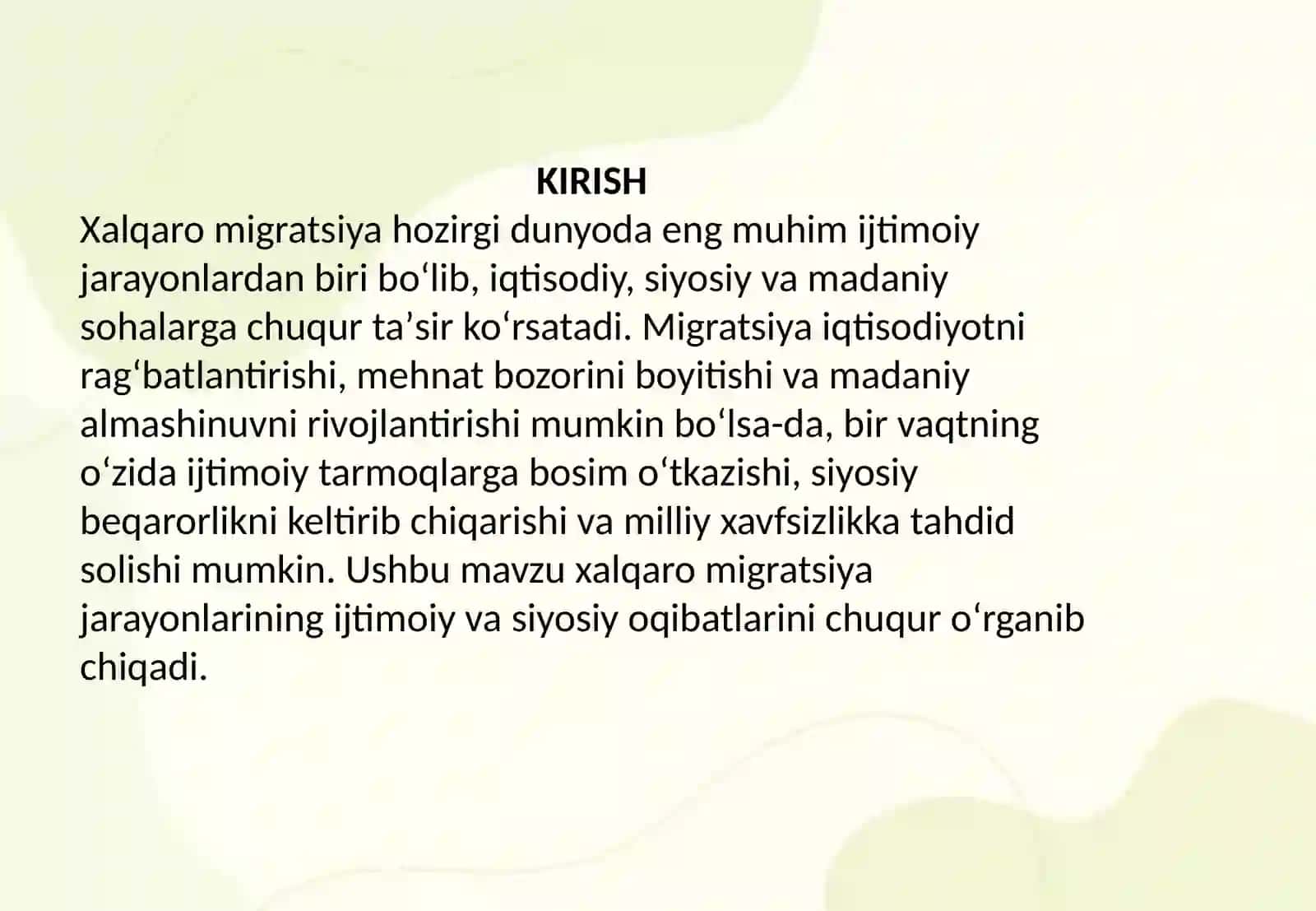 Xalqaro migratsiya jarayonlarining ijtimoiy va siyosiy oqibatlari 2