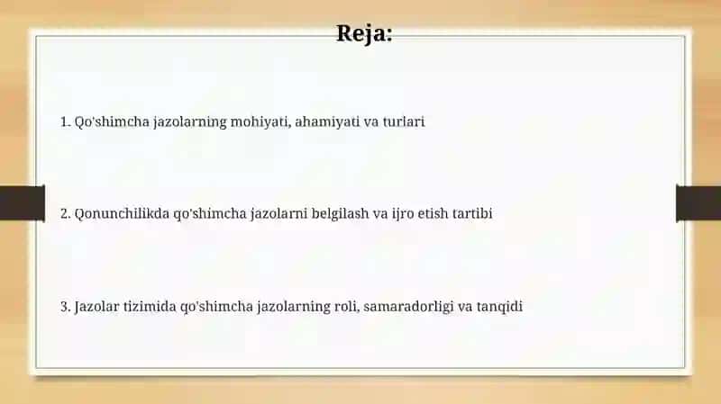 Qo'shimcha jazolar tushunchasi, ahamiyati 2