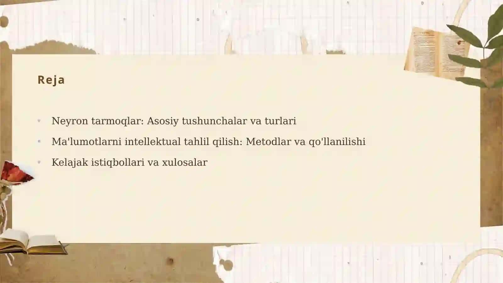 Neyron tarmoqlar va ma'lumotlarni intellektual tahlil qilish asoslari 2