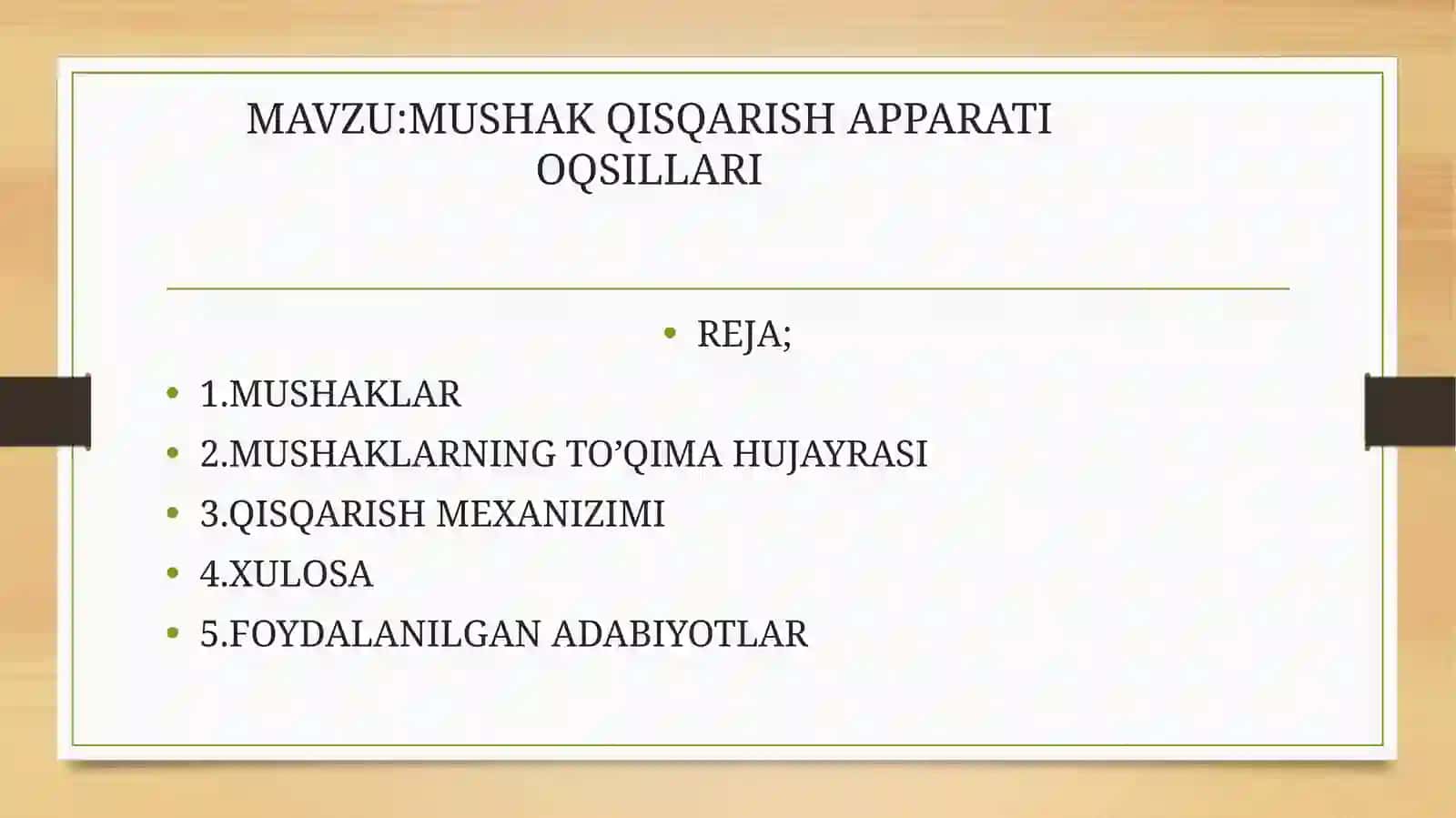MUSHAK QISQARISH APPARATI OQSILLARI 2