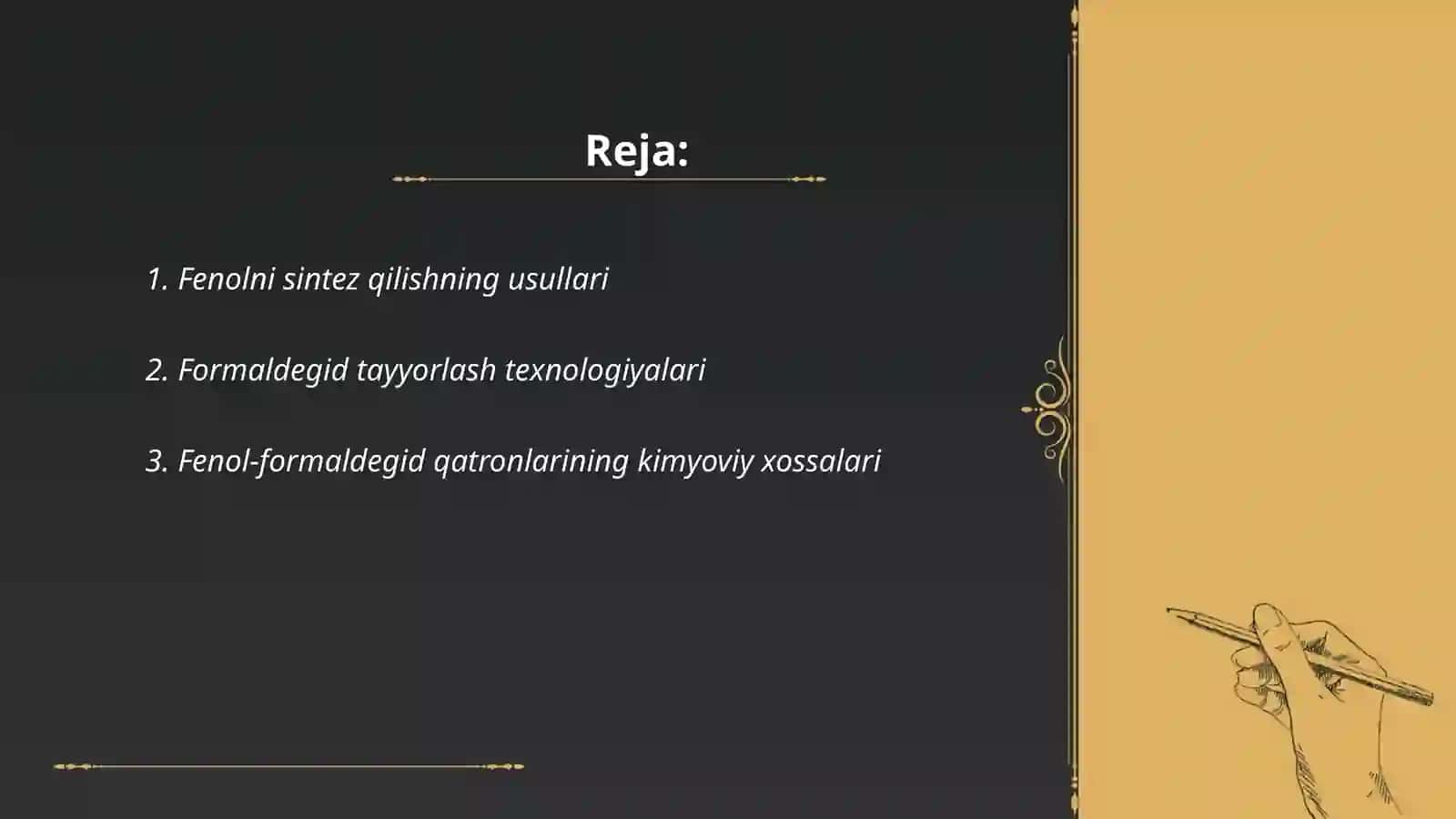 Fenol guruhi nonomerlarini olishning kimyoviy texnalogiyasi 2