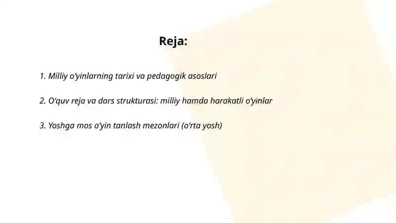 Oʻrta yoshdagi bolalarga beriladigan milliy va harakatli oʻyinlarni oʻrgatish 2