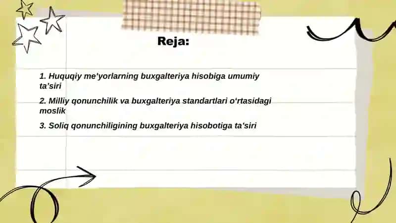 Huquqiy me’yorlarning buxgalteriya hisobiga ta’siri 2
