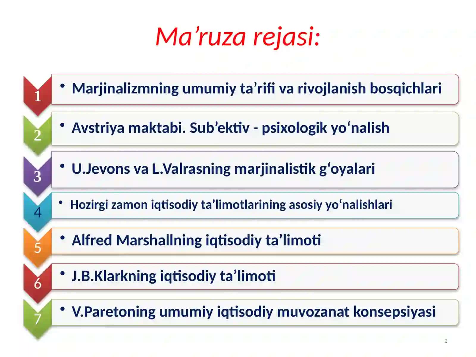 Marjinalizm ta’limoti va neoklassik iqtisodiymaktablar 2