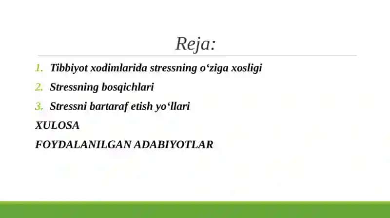 Tibbiyot xodimlarida emotsional holatlarning o‘ziga xosligi stress va uning bosqichlari, bartaraf  etish yo‘llari 2