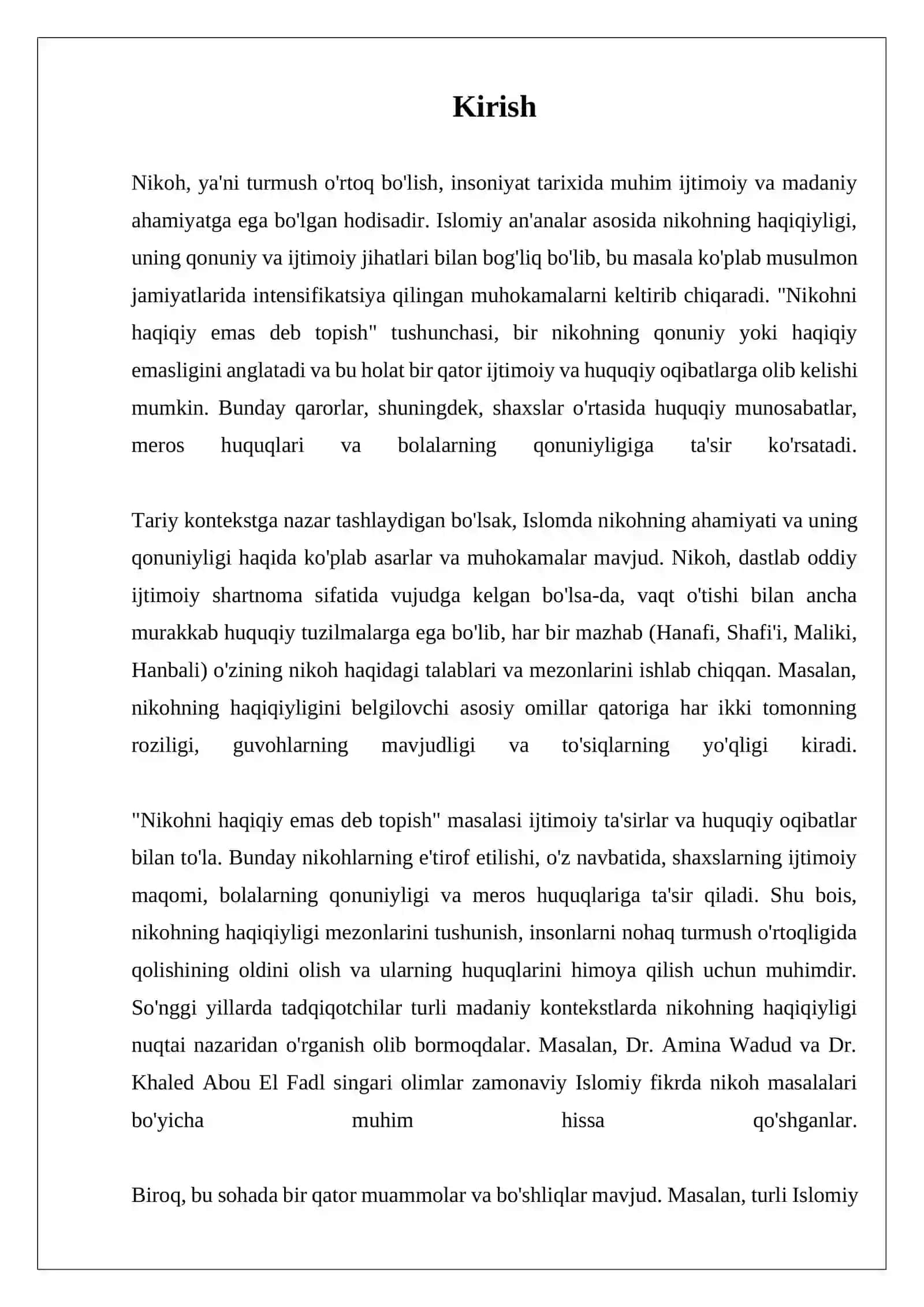 Nikohni haqiqiy emas deb topish 2