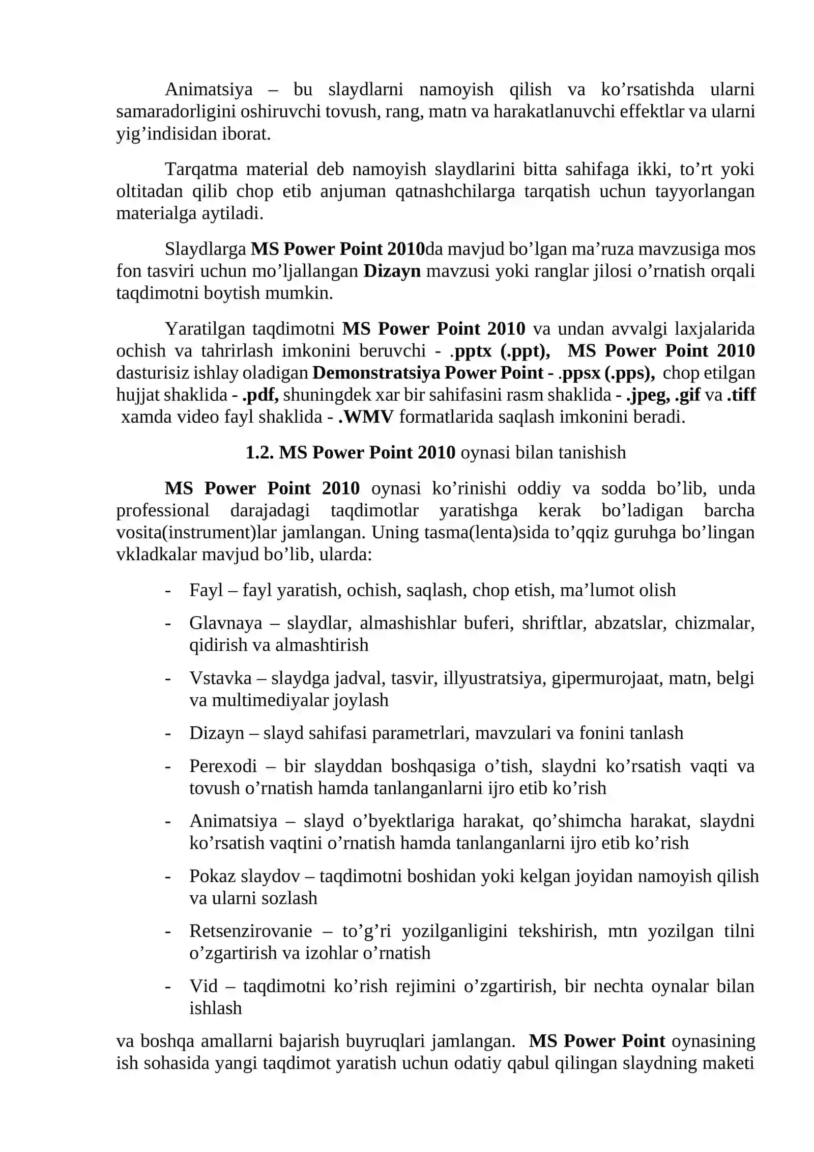 MS Power Point 2010da dinamik taqdimotlar yaratish 2