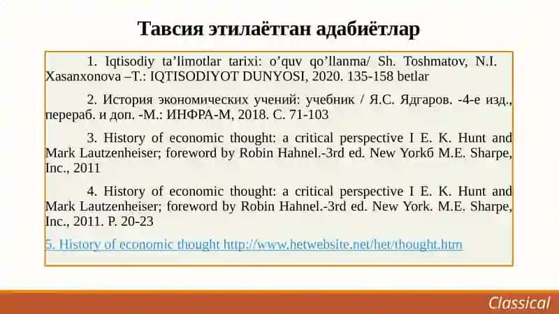 Iqtisodiy ta’limotlar tarixi 2