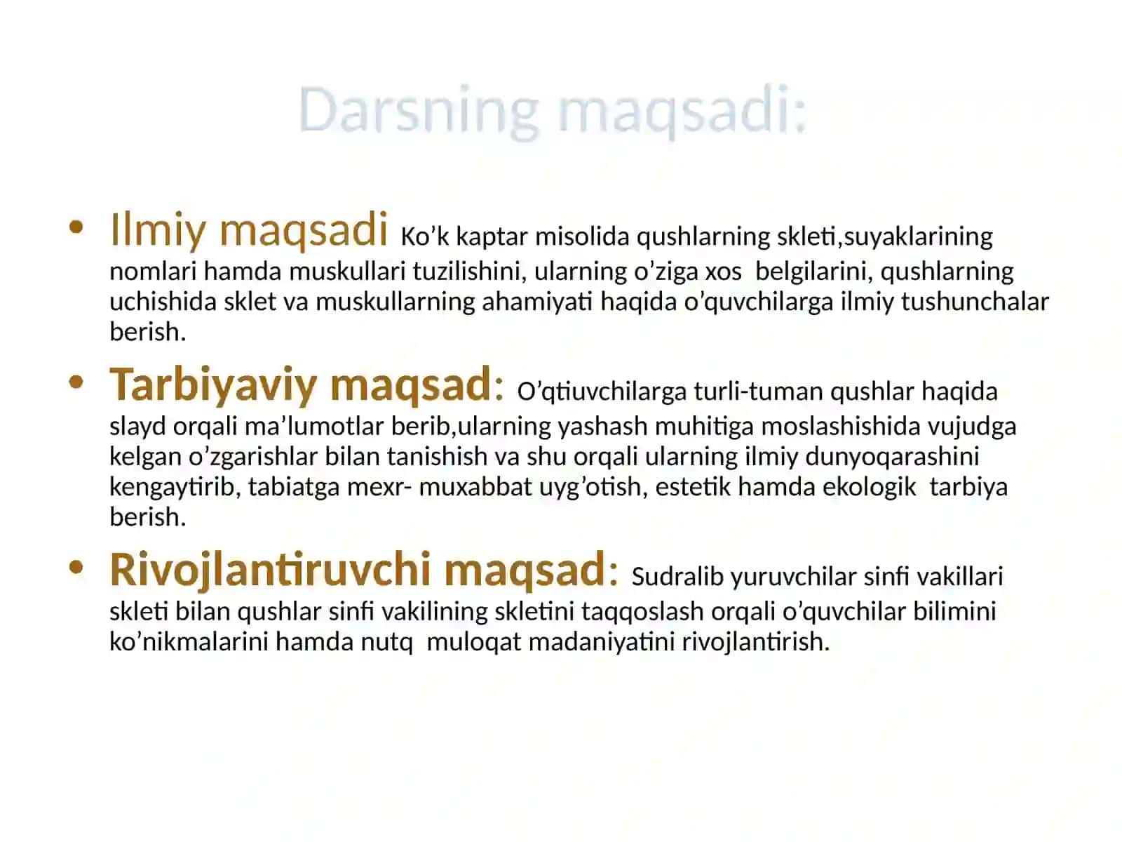 Qushlar.Skletiva muskullarining tuzilishi 2