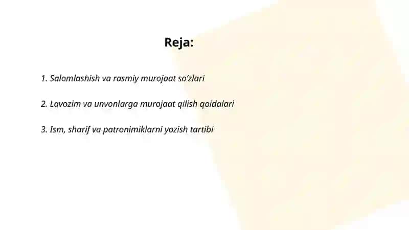 Rasmiy murojaatlar etiketi 2